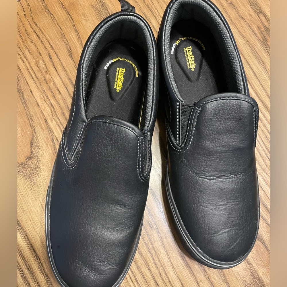 Tredsafe Slip-Resistant Black Slip-On Work Shoes